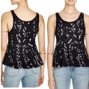 Free People knit tank black comb size M